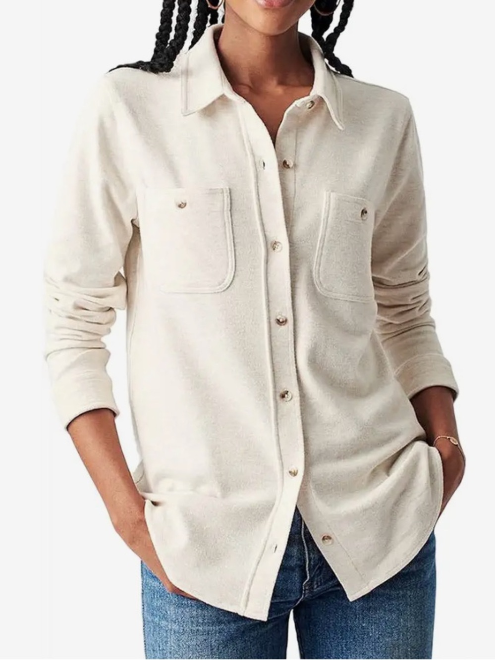 Faherty Legend Sweater Shirt Button Up Off White Women’s XL